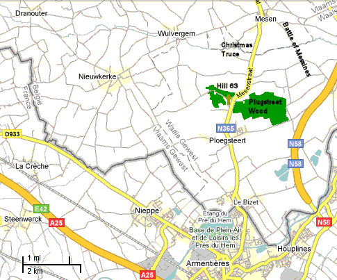 Map locating Plugstreet Wood - 35kB gif