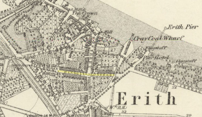1863 Map locating Randell Street, Erith - 80kB jpg