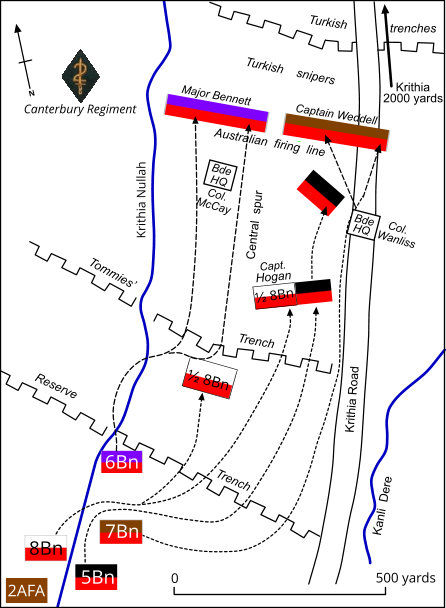 Krithia disposition of 2nd Brigade troops - 62kB jpg
