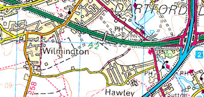 Modern map of Wilmington in Medway, Kent - 50kB jpg