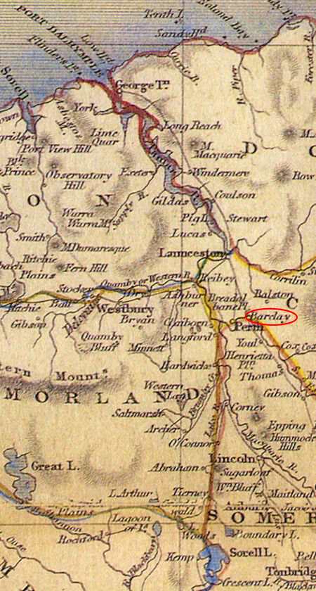 Abstract from John Tallis' 1851 map of Van Diemen's Land - 119kB jpg