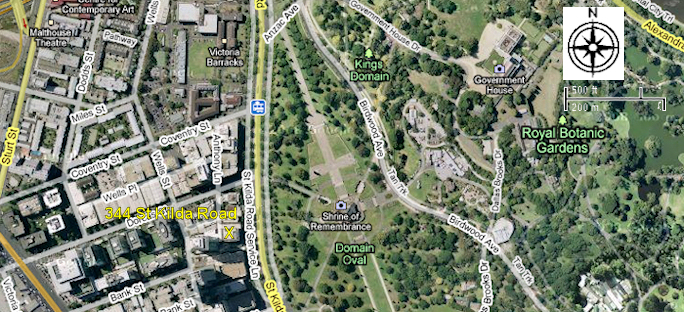 Modern aerial view of 344 St Kilda Road - 371kB jpg