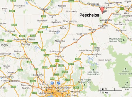 Map locating the Soldier Settlement in Peechelba - 38kB jpg