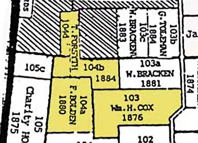 Thomas taylor Forsyth's lands at Mount Jeffcott in 1885 in detail - 99Kb jpg