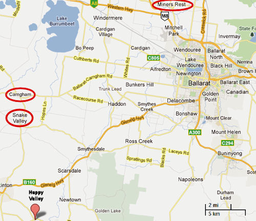 A modern map locating Caringham - 59kB jpg