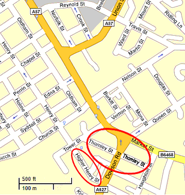 Map locating Higher Henry Street - 28kB gif