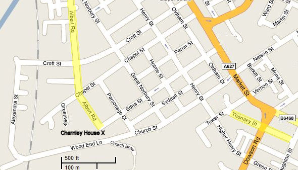 Map locating Albert Road, Hyde - 49kB gif