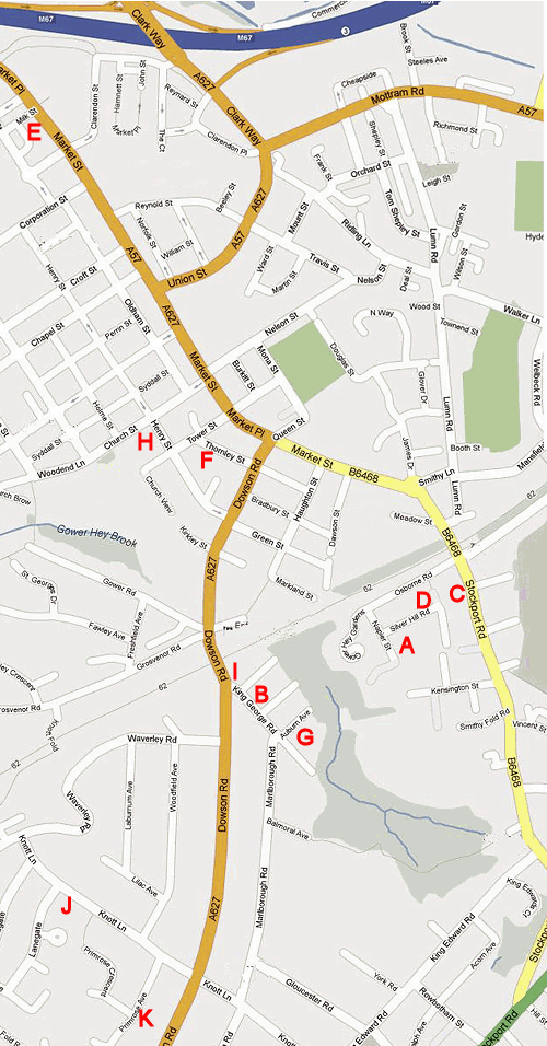 Map locating homes around Hyde - 171kB gif