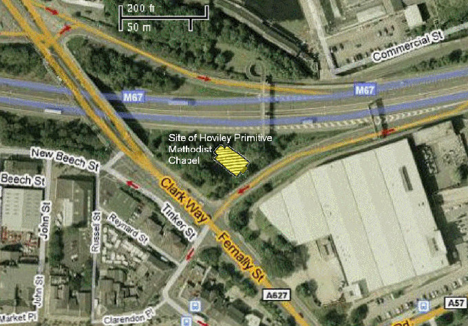 2009 aerial photograph of Hoviley Brow Primitive Methodist Chapel - 162Kb jpg