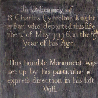 Sir Charles Littleton's memorial - 33kB jpg