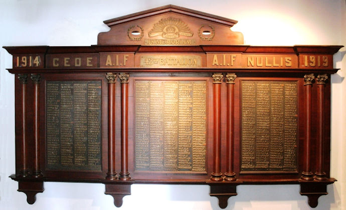 42nd Battalion honour board, Brisbane - 67kB jpg