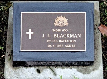 Military grave marker of John Leonard Blackman - 39kB jpg