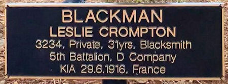 Leslie Crompton Blackman's marker - 26kB jpg