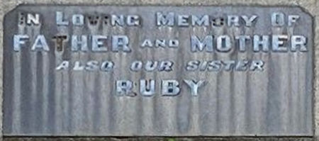 Ruby Blackman's headstone - 20kB jpg