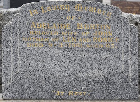 Adelaide Burton's headstone - 63kB jpg