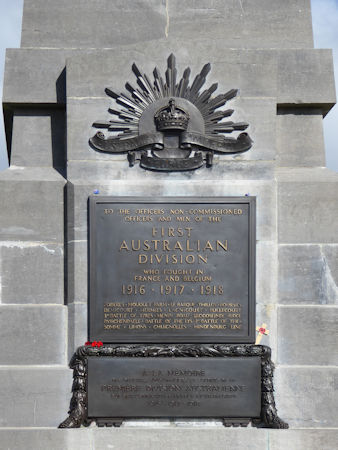1st Division tablet Memorial Pozieres - 34kB jpg