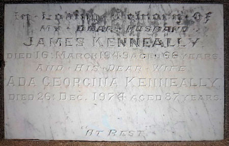 James Kenneally's headstone - 29kB jpg