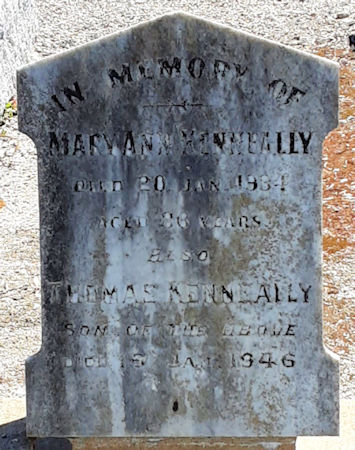 Mary Ann Kenneally's headstone - 53kB jpg