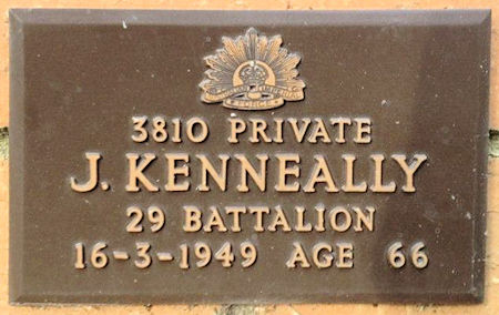 Jim Kennelley's AIF memorial - 34kB jpg