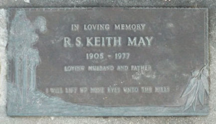 Keith May's memorial - 20kB jpg