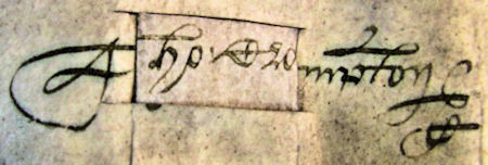 Thomas Crompton's signature 1595 - 20kB jpg